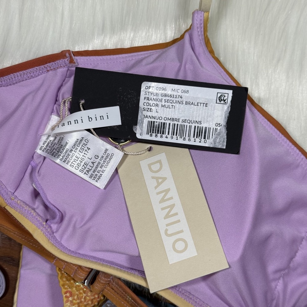 Gianni Bini x Dannijo Size Large Sequin Frankie Top Jayla Bikini Bottom Swimsuit - Picture 5 of 12